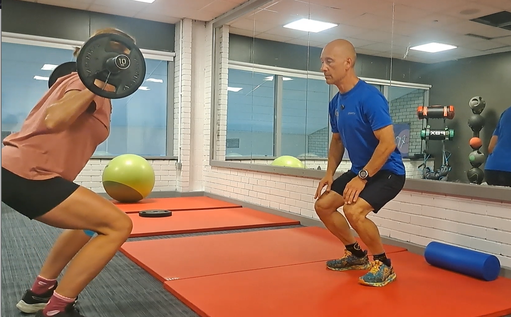 A personal training session in the gym